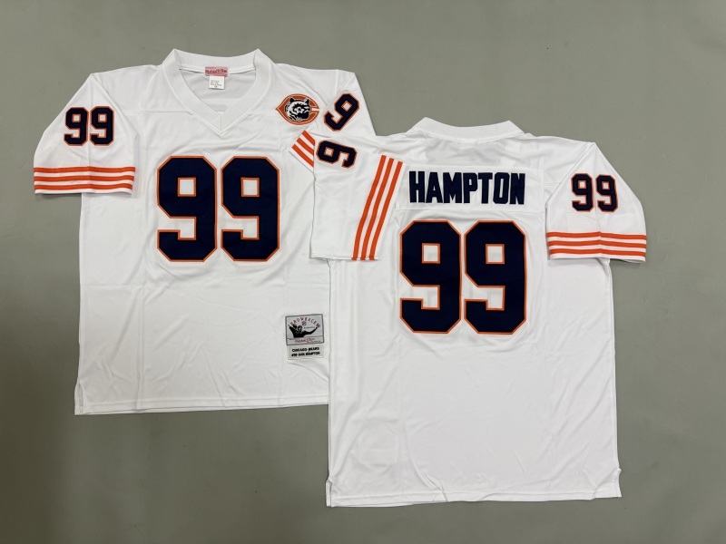 Men 2025 Nike Chicago Bears 99 Hampton White Throwback Limited NFL Jersey style 001